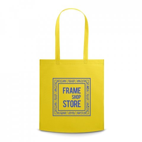 SALVADOR. Sacola em non-woven (80 g/m&sup2;) termo-selado com al&ccedil;as - Amarelo