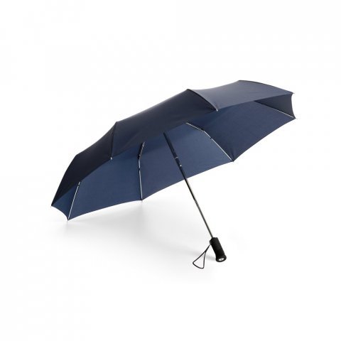 MURIEL. Guarda-chuva em poli&eacute;ster dobr&aacute;vel com lanterna na pega - Azul