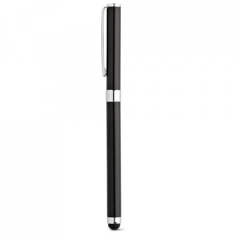 TOUCH. Caneta roller em metal com corpo brilhante e escrita em preto - Preto