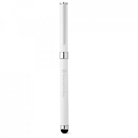 TOUCH. Caneta roller em metal com corpo brilhante e escrita em preto - Branco