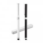 TOUCH. Caneta roller em metal com corpo brilhante e escrita em preto
