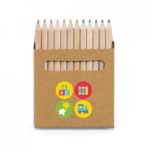 COLOURED. Caixa de cart&atilde;o com 12 mini l&aacute;pis de cor - Natural
