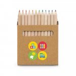 COLOURED. Caixa de cart&atilde;o com 12 mini l&aacute;pis de cor - Natural