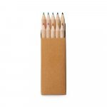CRAFTI. Caixa de papel kraft reciclado com 10 mini l&aacute;pis de cor - Natural
