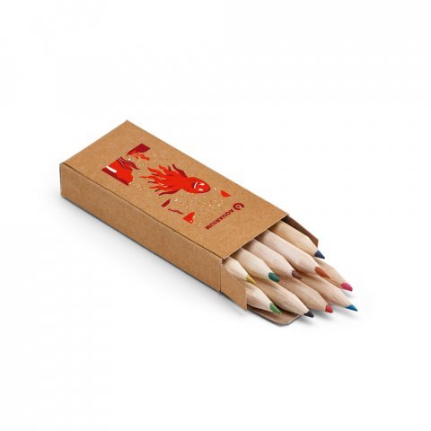 CRAFTI. Caixa de papel kraft reciclado com 10 mini l&aacute;pis de cor - Natural