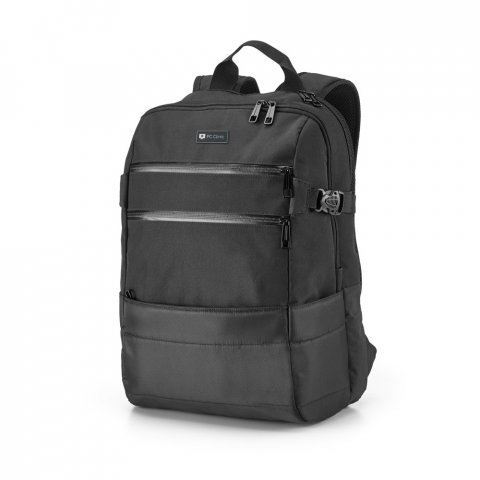 ZIPPERS PLATE. Mochila para notebook (15.6'') em 840D jacquard com dois compartimentos forrados (25 L) - Preto