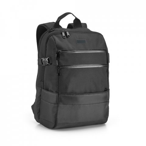 ZIPPERS PLATE. Mochila para notebook (15.6'') em 840D jacquard com dois compartimentos forrados (25 L) - Preto