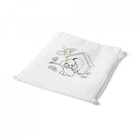BALOO. Sacola tipo mochila para colorir em non-woven (80 g/m&sup2;) - Branco