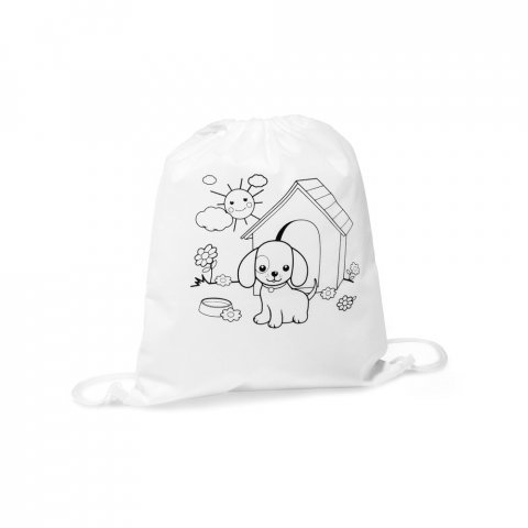 BALOO. Sacola tipo mochila para colorir em non-woven (80 g/m&sup2;) - Branco