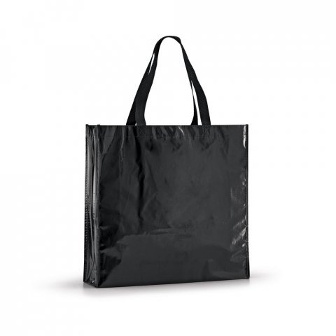 MEMPHIS. Sacola em non-woven laminado (120 g/m&sup2;) com lamina&ccedil;&atilde;o brilhante - Preto