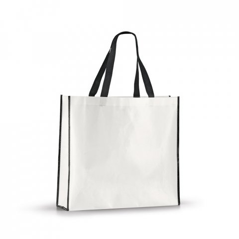 MEMPHIS. Sacola em non-woven laminado (120 g/m&sup2;) com lamina&ccedil;&atilde;o brilhante - Branco