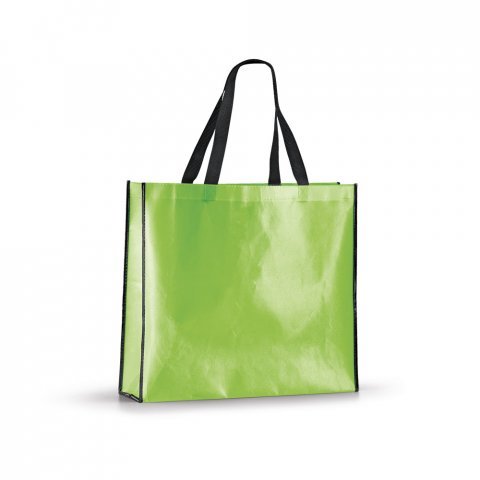 MEMPHIS. Sacola em non-woven laminado (120 g/m&sup2;) com lamina&ccedil;&atilde;o brilhante - Verde claro