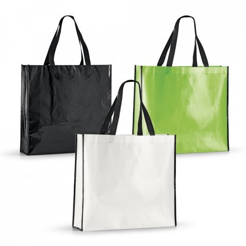 MEMPHIS. Sacola em non-woven laminado (120 g/m&sup2;) com lamina&ccedil;&atilde;o brilhante