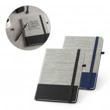 ROUSSEAU II. Caderno A5 de capa dura em palha e algod&atilde;o canvas, com p&aacute;ginas pautadas