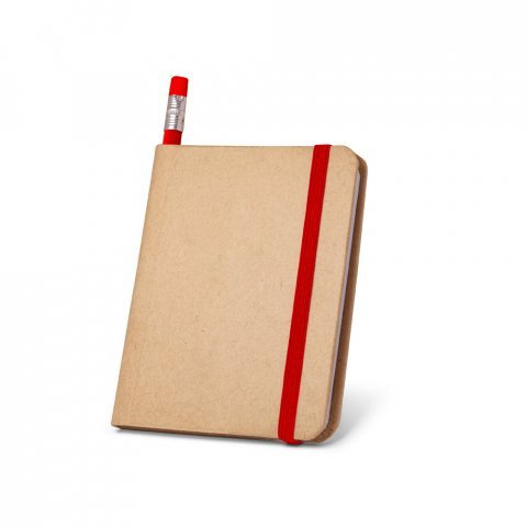 VILA&Ccedil;A. Caderno A7 de capa r&iacute;gida em papel com p&aacute;ginas lisas - Vermelho