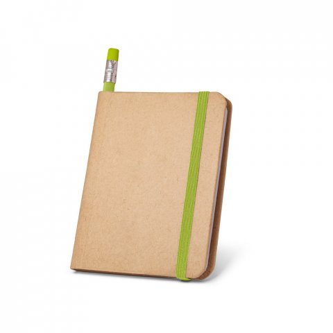 VILA&Ccedil;A. Caderno A7 de capa r&iacute;gida em papel com p&aacute;ginas lisas - Verde claro