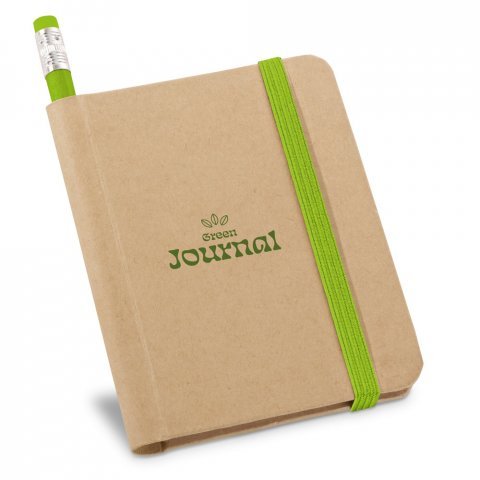 VILA&Ccedil;A. Caderno A7 de capa r&iacute;gida em papel com p&aacute;ginas lisas - Verde claro