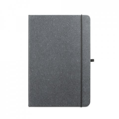 MATISSE II. Caderno A5 de capa dura em couro 70% reciclado com p&aacute;ginas pautadas - Preto