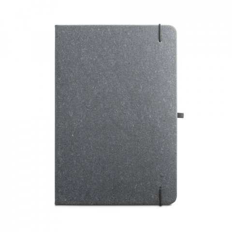 MATISSE II. Caderno A5 de capa dura em couro 70% reciclado com p&aacute;ginas pautadas - Preto