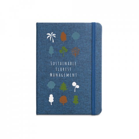 BOYD II. Caderno A5 de capa dura em poli&eacute;ster 100% reciclado com p&aacute;ginas pautadas - Azul