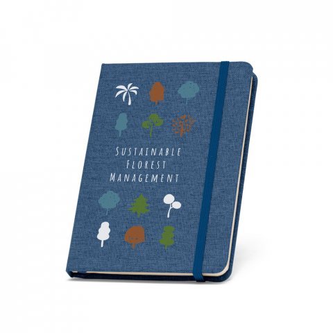 BOYD II. Caderno A5 de capa dura em poli&eacute;ster 100% reciclado com p&aacute;ginas pautadas - Azul