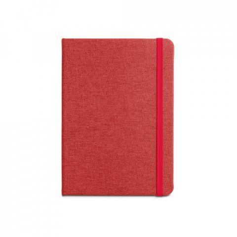 BOYD II. Caderno A5 de capa dura em poli&eacute;ster 100% reciclado com p&aacute;ginas pautadas - Vermelho