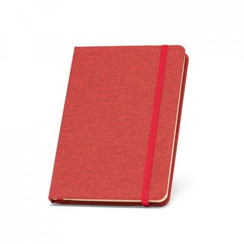 BOYD II. Caderno A5 de capa dura em poli&eacute;ster 100% reciclado com p&aacute;ginas pautadas - Vermelho