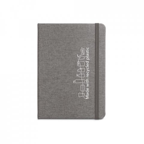 BOYD II. Caderno A5 de capa dura em poli&eacute;ster 100% reciclado com p&aacute;ginas pautadas - Cinza escuro