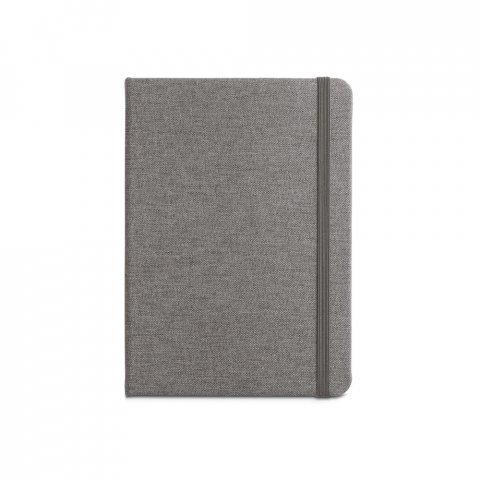 BOYD II. Caderno A5 de capa dura em poli&eacute;ster 100% reciclado com p&aacute;ginas pautadas - Cinza escuro