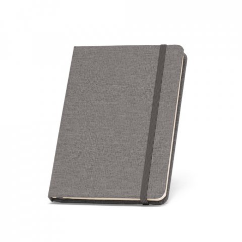 BOYD II. Caderno A5 de capa dura em poli&eacute;ster 100% reciclado com p&aacute;ginas pautadas - Cinza escuro