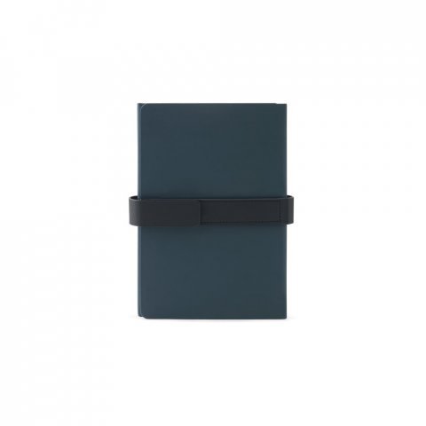 HILST. Caderno A5 com capa dura em 80% materiais reciclados estruturado em duas partes: p&aacute;ginas pautadas e p&aacute;ginas lisas - Azul