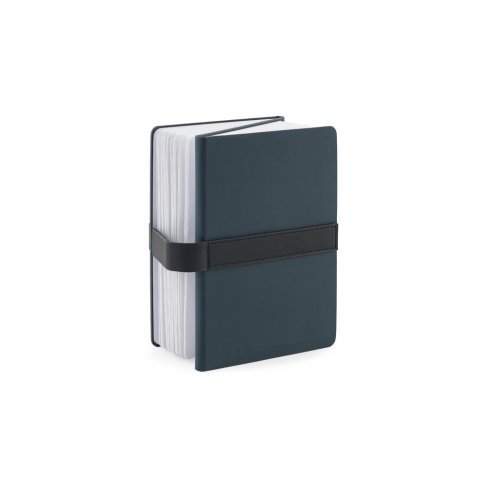 HILST. Caderno A5 com capa dura em 80% materiais reciclados estruturado em duas partes: p&aacute;ginas pautadas e p&aacute;ginas lisas - Azul