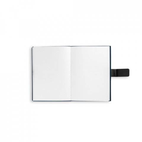 HILST. Caderno A5 com capa dura em 80% materiais reciclados estruturado em duas partes: p&aacute;ginas pautadas e p&aacute;ginas lisas - Azul