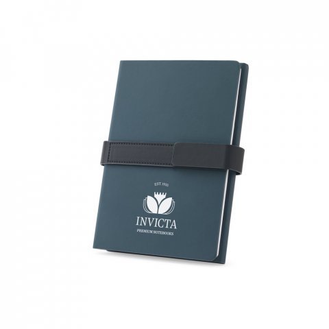 HILST. Caderno A5 com capa dura em 80% materiais reciclados estruturado em duas partes: p&aacute;ginas pautadas e p&aacute;ginas lisas - Azul
