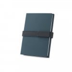 HILST. Caderno A5 com capa dura em 80% materiais reciclados estruturado em duas partes: p&aacute;ginas pautadas e p&aacute;ginas lisas - Azul