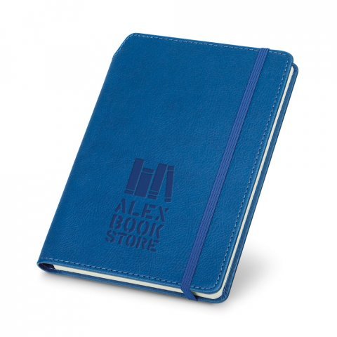 MORIAH. Caderno A5 de capa dura em c.sint&eacute;tico com p&aacute;ginas pautadas - Azul