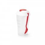 TURMERIC. Copo para salada em PP com garfo e molheira 850 mL - Vermelho