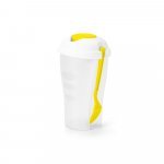 TURMERIC. Copo para salada em PP com garfo e molheira 850 mL - Amarelo