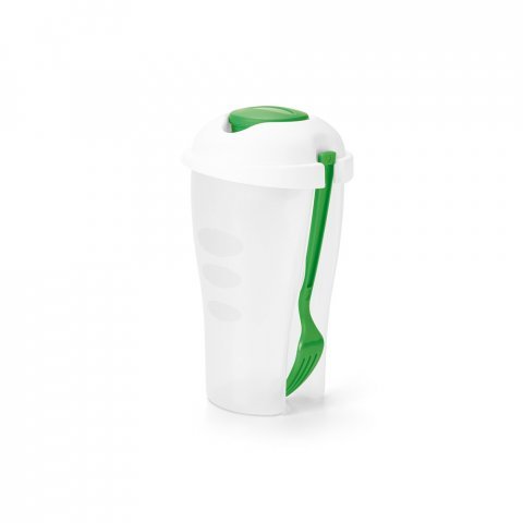 TURMERIC. Copo para salada em PP com garfo e molheira 850 mL - Verde