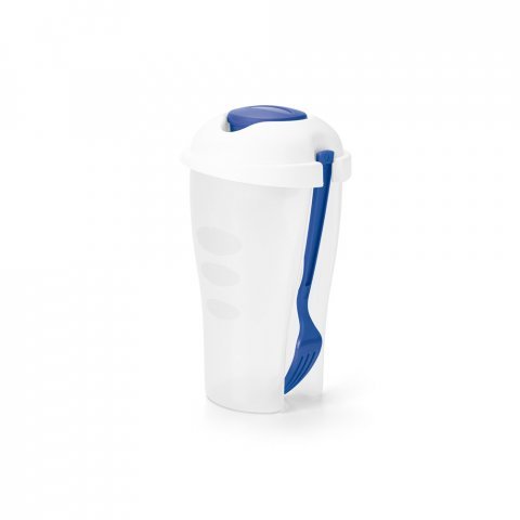 TURMERIC. Copo para salada em PP com garfo e molheira 850 mL - Azul royal
