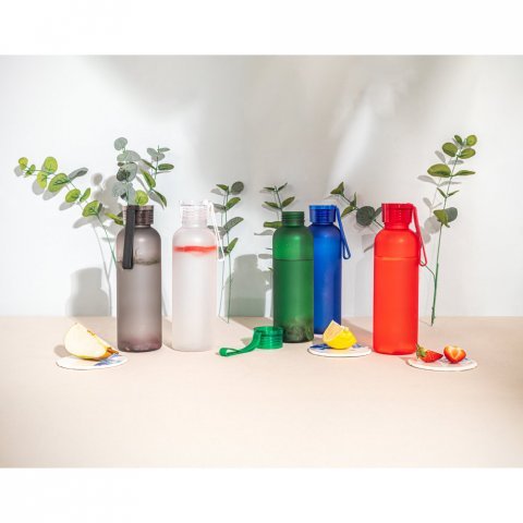 CARGNIN. Squeeze esportiva em PET 100% reciclado, com acabamento fosco (600 mL)