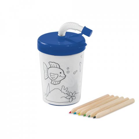 GIRAFFE. Copo de viagem para crian&ccedil;as em PP e PS 200 mL - Azul