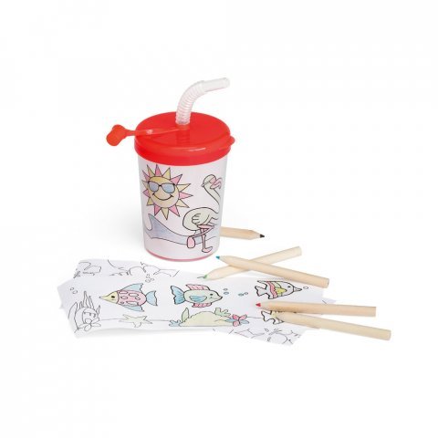 GIRAFFE. Copo de viagem para crian&ccedil;as em PP e PS 200 mL - Vermelho