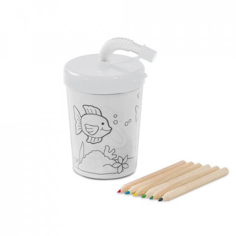 GIRAFFE. Copo de viagem para crian&ccedil;as em PP e PS 200 mL - Branco