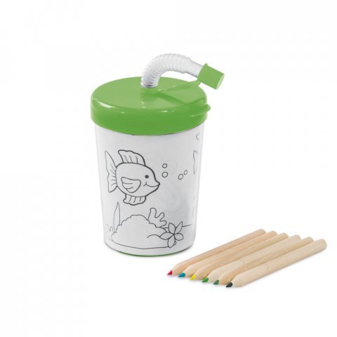 GIRAFFE. Copo de viagem para crian&ccedil;as em PP e PS 200 mL - Verde claro
