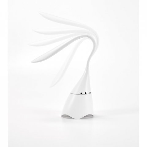 GRAHAM. Lumin&aacute;ria de mesa com caixa de som em ABS com 18 LEDs de alto brilho - Branco