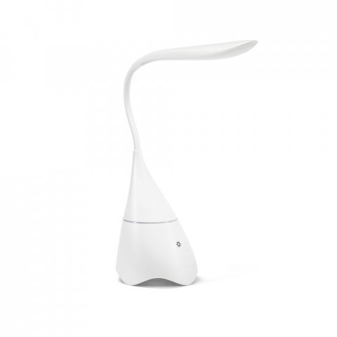 GRAHAM. Lumin&aacute;ria de mesa com caixa de som em ABS com 18 LEDs de alto brilho - Branco