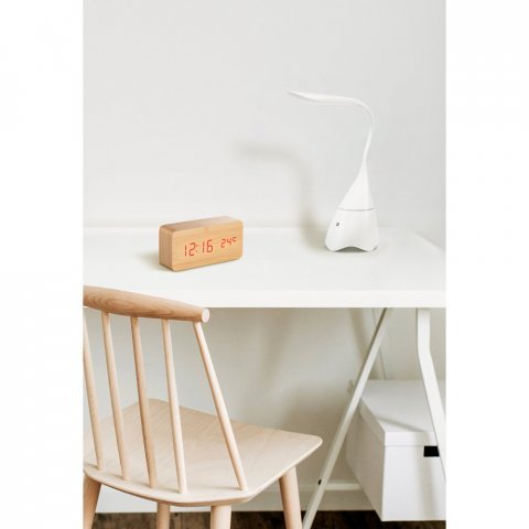 GRAHAM. Lumin&aacute;ria de mesa com caixa de som em ABS com 18 LEDs de alto brilho