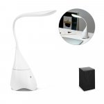 GRAHAM. Lumin&aacute;ria de mesa com caixa de som em ABS com 18 LEDs de alto brilho