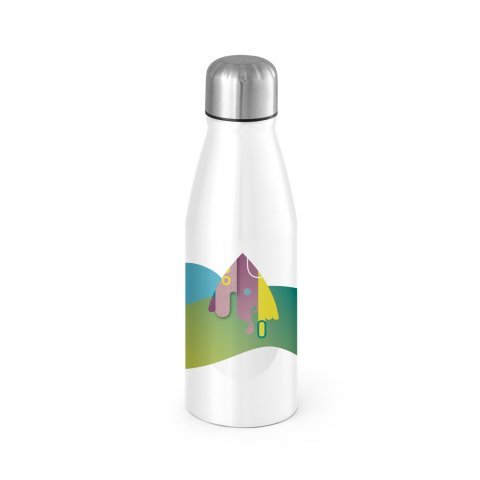 BILLY II. Squeeze para sublima&ccedil;&atilde;o em alum&iacute;nio com tampa em a&ccedil;o inox (500 mL) - Branco